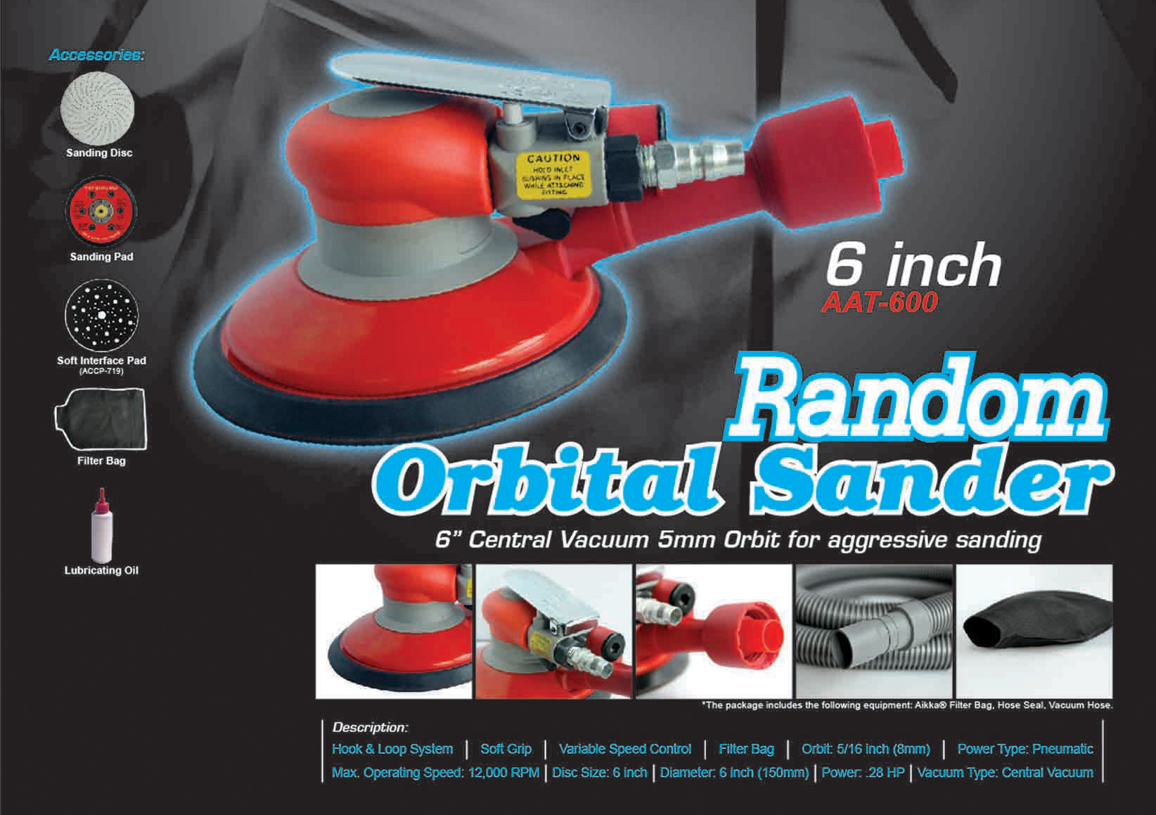 AAT 600 6 inch RANDOM ORBITAL SANDER